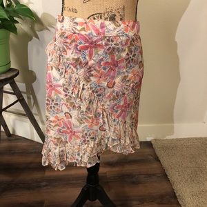 Free People Size 4 Flowered Pink Orange Skirt
